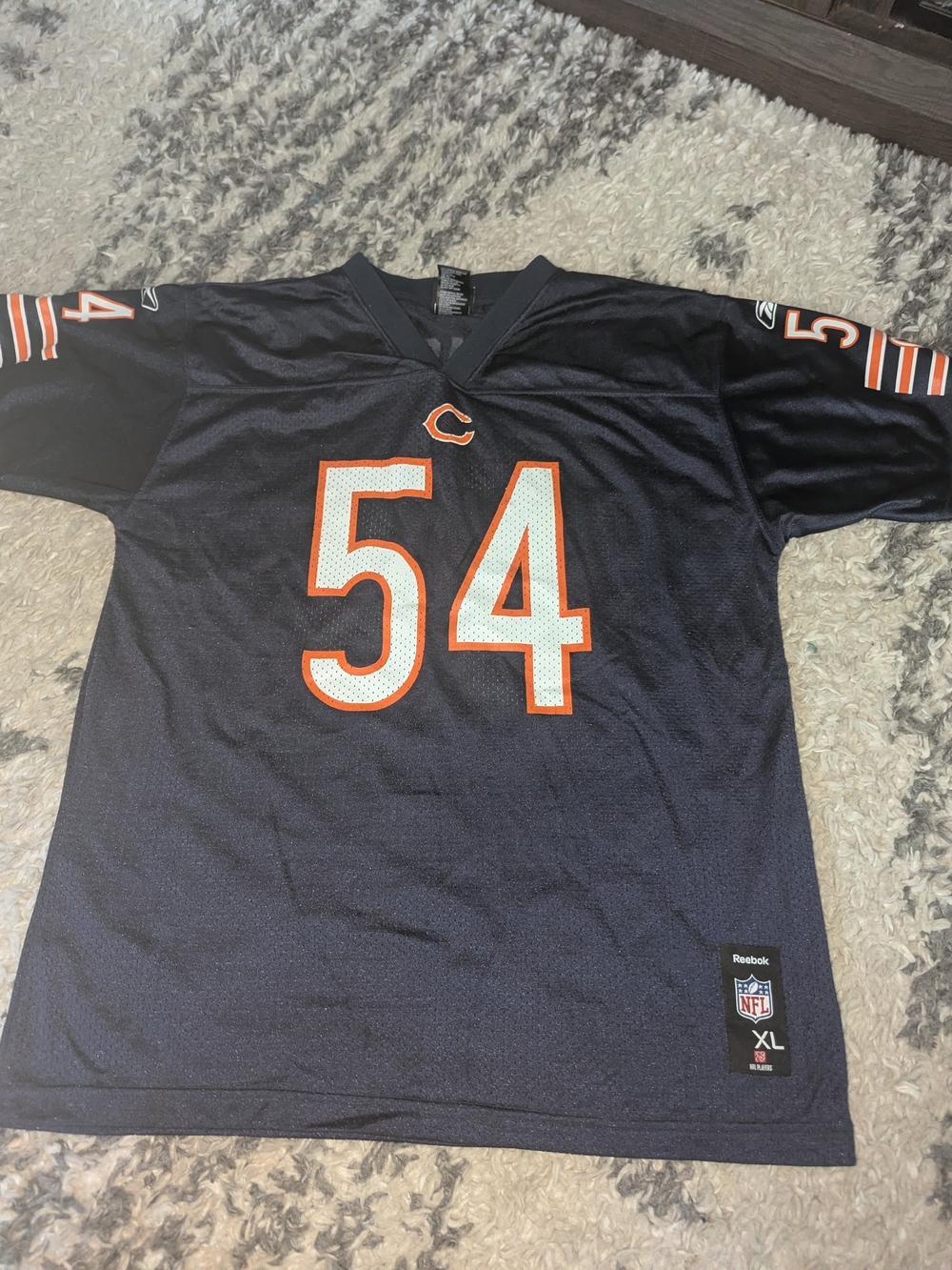 Reebok Navy Chicago Bears #54 Kids Jersey with Orange and White Accents